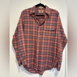 VTG 1970s Bert Pulitzer Sz:M Wool Blend Gray Red Plaid Casual Button Down Shirt.